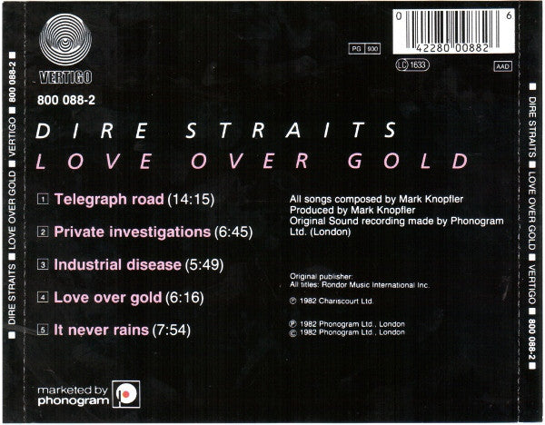 Dire Straits : Love Over Gold (CD, Album, RE, Red)