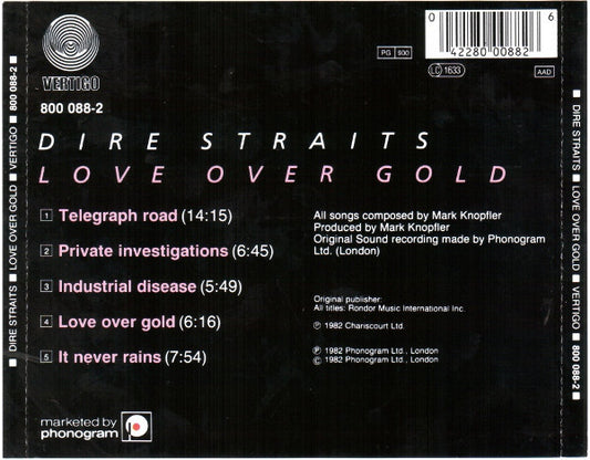 Dire Straits : Love Over Gold (CD, Album, RE, Red)