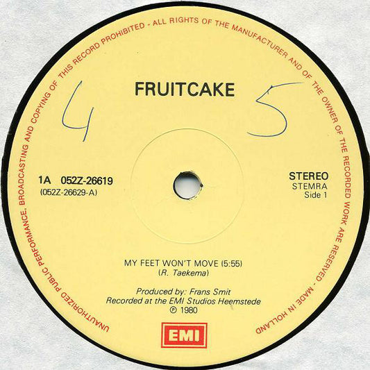 Fruitcake : My Feet Won't Move / You Cheer Me Up (12", Single, RM)