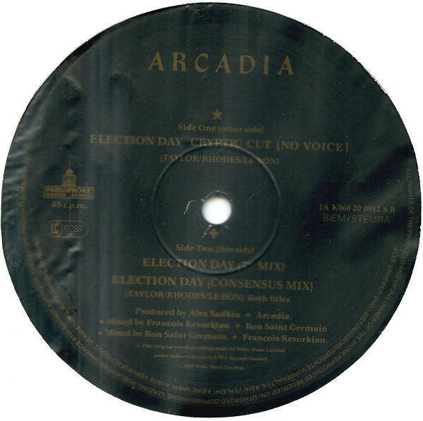 Arcadia (3) : Election Day (Cryptic Cut (No Voice)) (12")