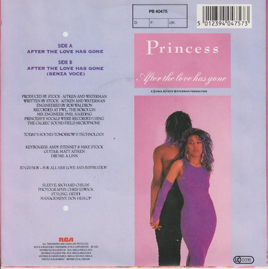 Princess : After The Love Has Gone (7", Single)