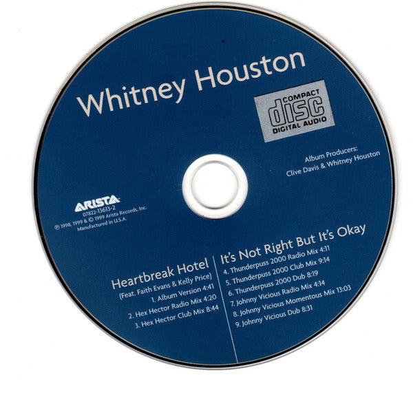 Whitney Houston : Heartbreak Hotel / It's Not Right But It's Okay (The Dance Mixes) (CD, Maxi, RE, JVC)