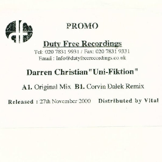 Darren Christian : Uni-Fiktion (12", Promo, W/Lbl)