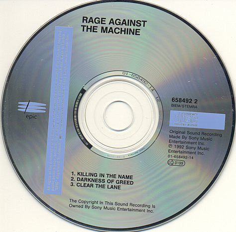 Rage Against The Machine : Killing In The Name (CD, Maxi, Car)