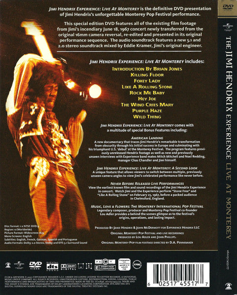 The Jimi Hendrix Experience : Live At Monterey (DVD-V, Album, Multichannel, NTSC, Dig)