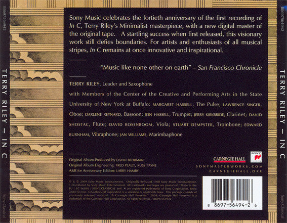 Terry Riley : In C (CD, Album, RE, RM, Jew)
