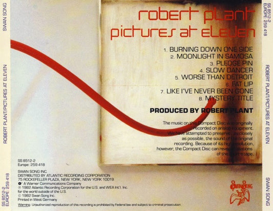 Robert Plant : Pictures At Eleven (CD, Album, RE)
