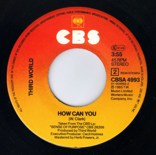 Third World : Sense Of Purpose (7", Single)