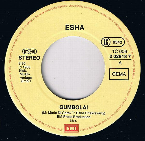 Esha Chakravarty : Gumbolai (7", Single)