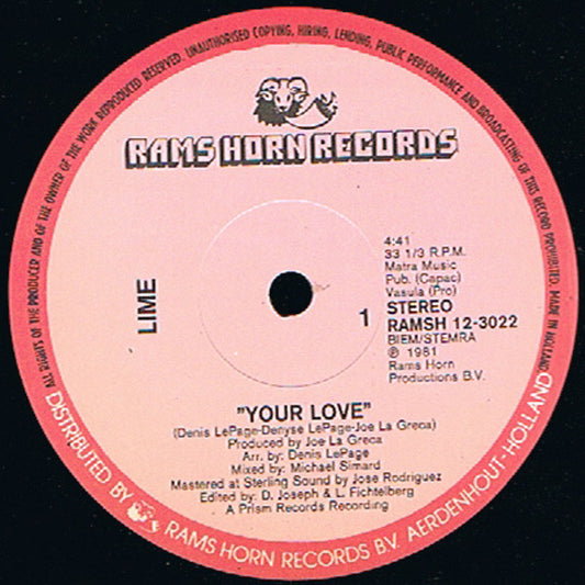 Lime (2) : Your Love (12")