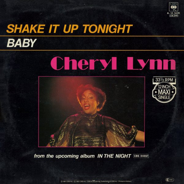 Cheryl Lynn : Shake It Up Tonight (12")
