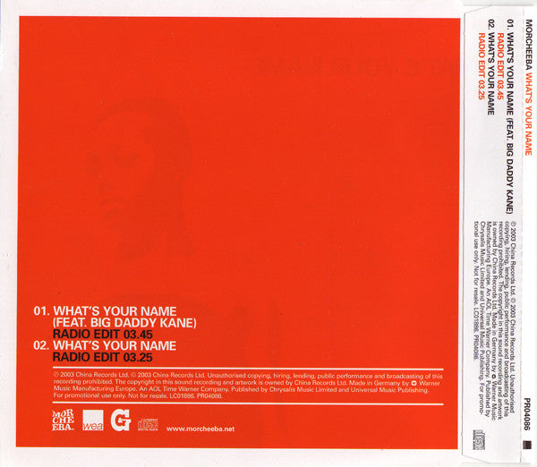 Morcheeba : What's Your Name (CD, Single, Promo)