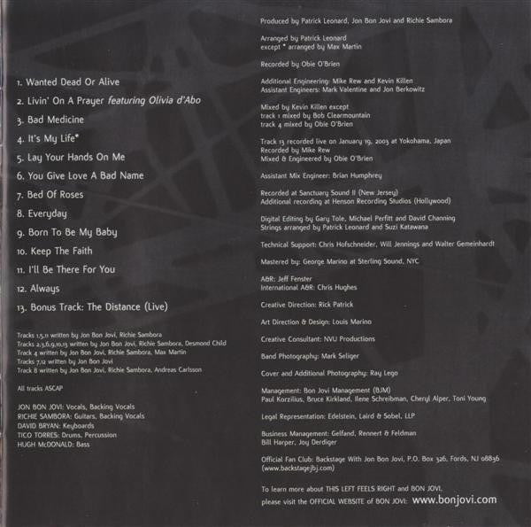 Bon Jovi : This Left Feels Right (CD, Album)