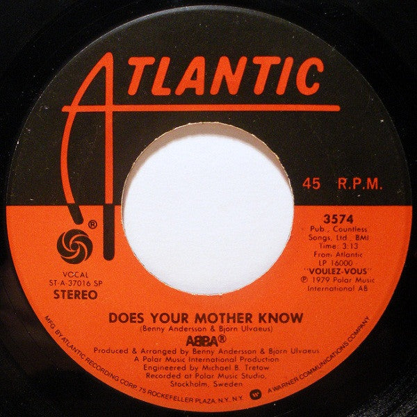 ABBA : Does Your Mother Know / Kisses Of Fire (7", Single, Spe)