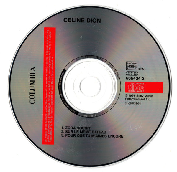 Céline Dion : Zora Sourit (CD, Maxi)
