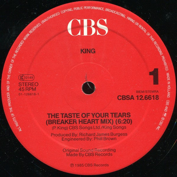 King : The Taste Of Your Tears (12", Maxi)