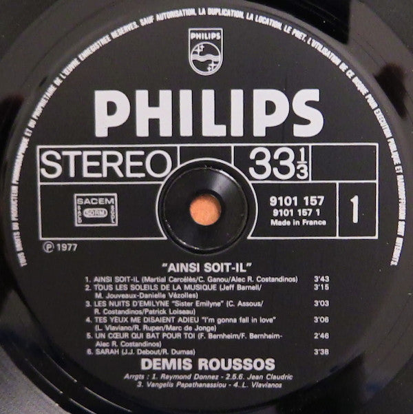 Demis Roussos : "Ainsi Soit-il" (LP, Album)