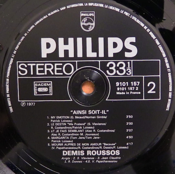 Demis Roussos : "Ainsi Soit-il" (LP, Album)