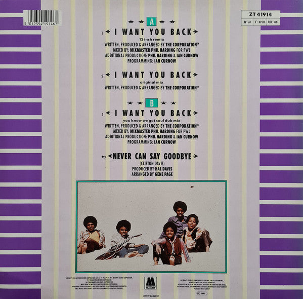Michael Jackson With The Jackson 5 : I Want You Back - '88 Remix (12", Single)