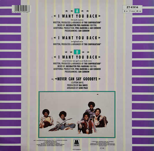 Michael Jackson With The Jackson 5 : I Want You Back - '88 Remix (12", Single)