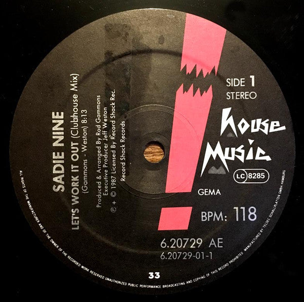 Sadie Nine : Let's Work It Out (12", Maxi)