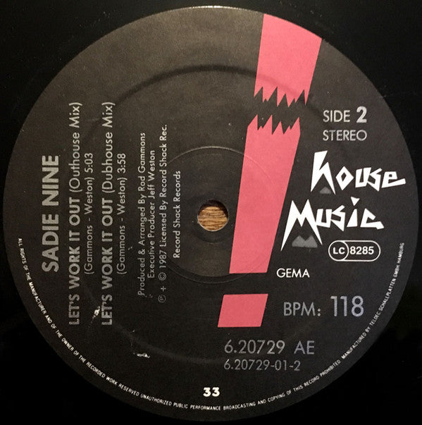 Sadie Nine : Let's Work It Out (12", Maxi)