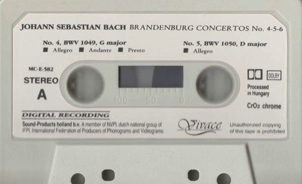 Johann Sebastian Bach, I Solisti Napoli, Alberto Lizzio : Brandenburg Concertos 4 - 5 - 6 (Cass, Dol)