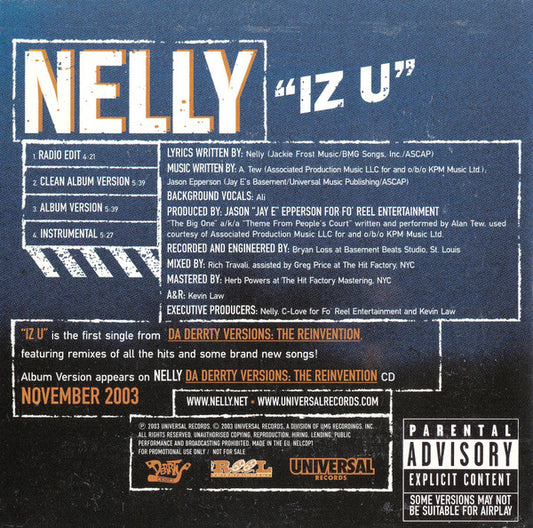 Nelly : Iz U (CD, Single, Promo, Car)