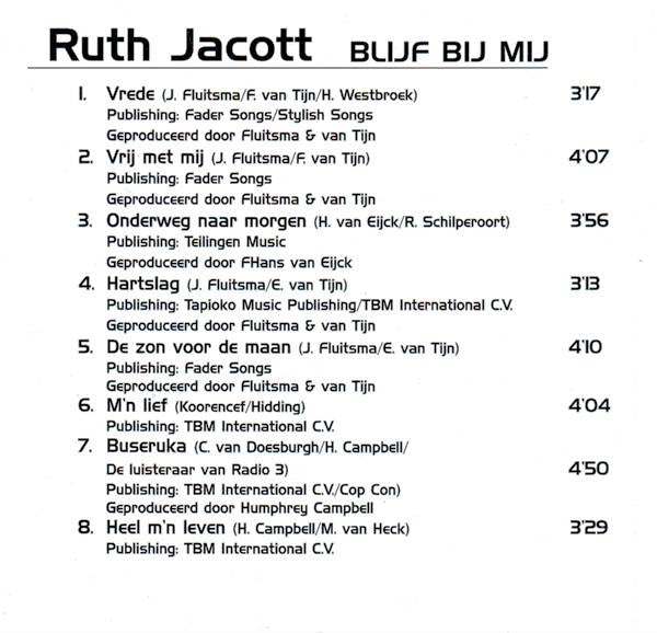 Ruth Jacott : Blijf Bij Mij (CD, Comp)
