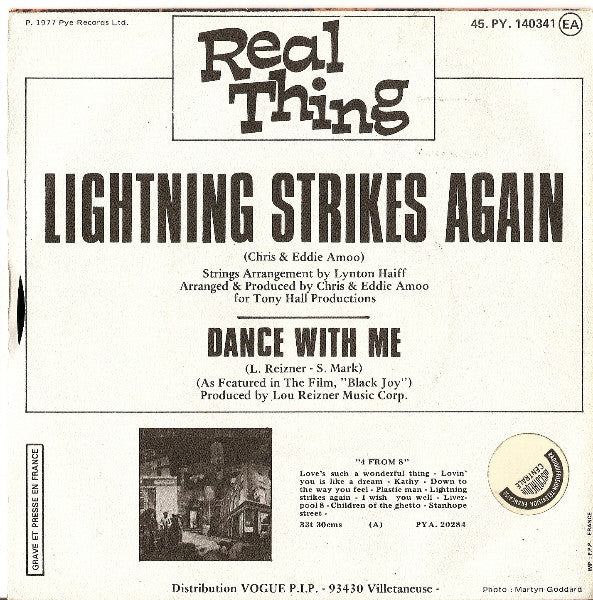The Real Thing : Lightning Strikes Again / Dance With Me (7", Single)