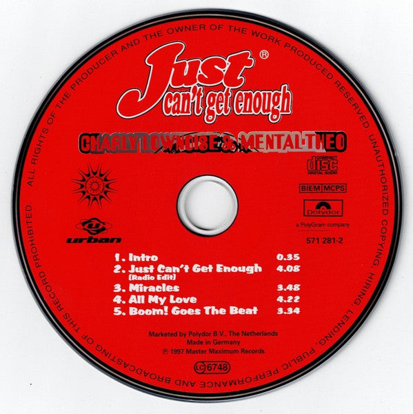 Charly Lownoise & Mental Theo : Just Can't Get Enough (CD, Maxi)