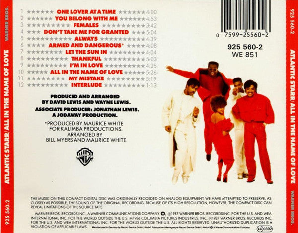 Atlantic Starr : All In The Name Of Love (CD, Album)
