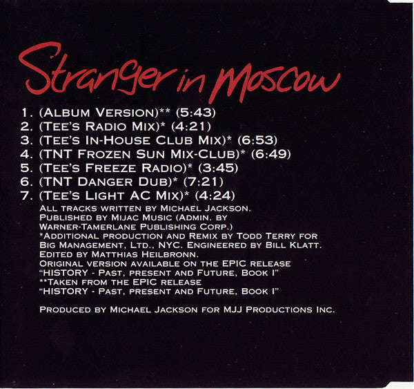 Michael Jackson : Stranger In Moscow (The Todd Terry Remixes) (CD, Maxi, CD2)