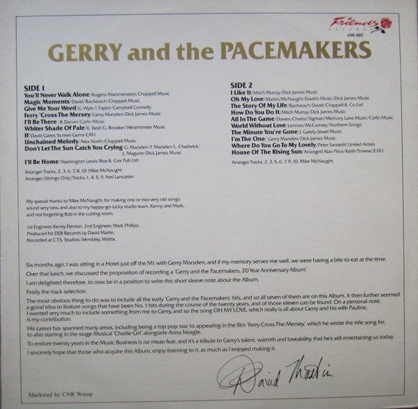Gerry & The Pacemakers : 20 Year Anniversary Album (LP, Album)