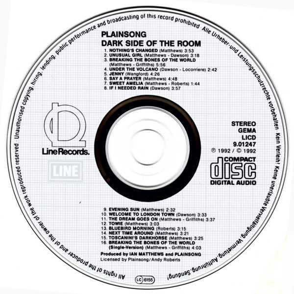 Plainsong : Dark Side Of The Room (CD, Album)