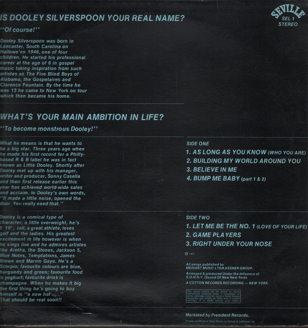 Dooley Silverspoon : Dooley Silverspoon (LP, Album)