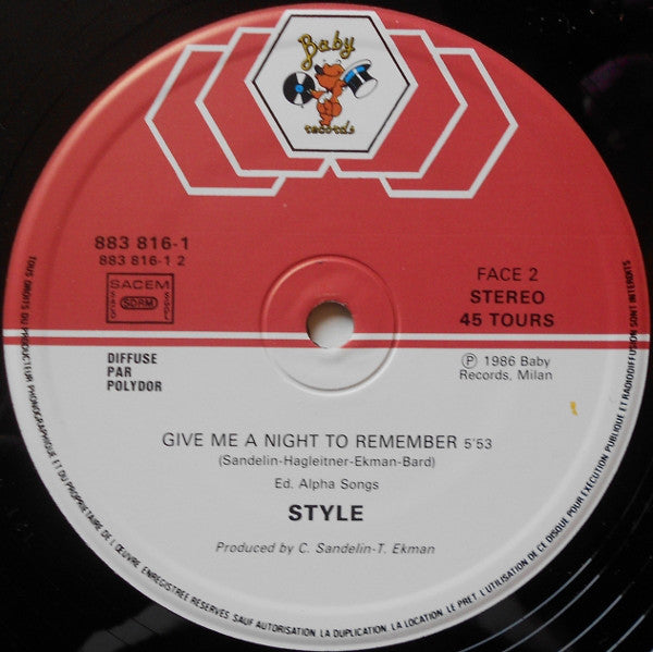 Style (4) : Telephone / Give Me A Night To Remember (12", Maxi)