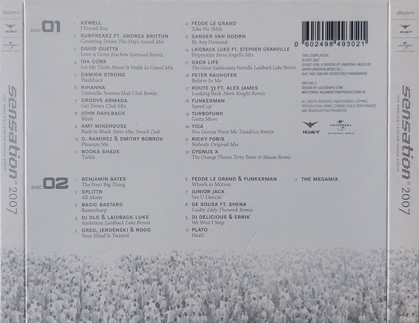 Various : Sensation 2007 (2xCD, Comp, Mixed)