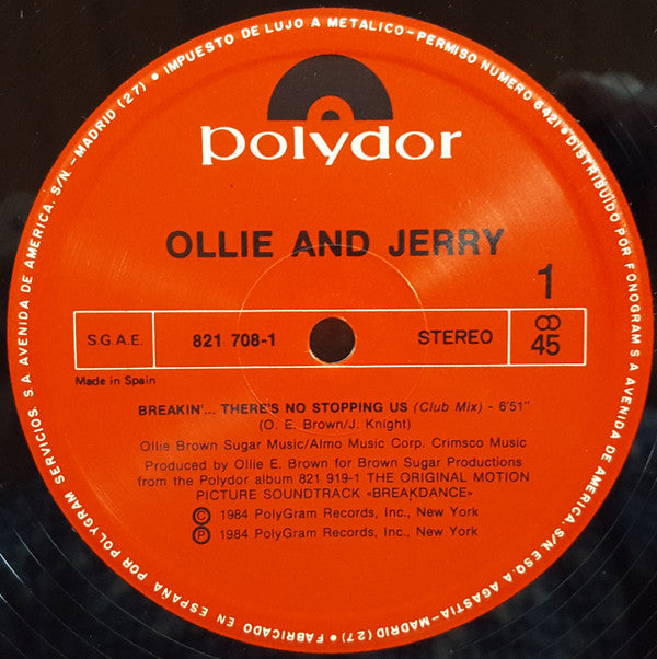 Ollie And Jerry : De La Película Breakdance - Breakin'... (There's No Stopping Us) (12", Maxi)