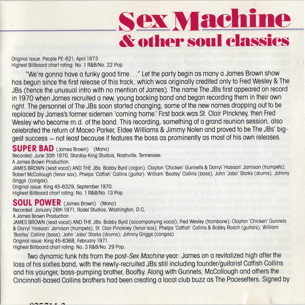 James Brown : The CD Of JB (Sex Machine And Other Soul Classics) (CD, Comp, RM)