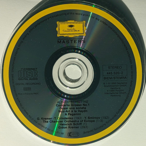 Alfred Schnittke - Gidon Kremer · Tatiana Grindenko · Yuri Smirnov · The Chamber Orchestra Of Europe · Heinrich Schiff : Kremer Plays Schnittke: Concerto Grosso No. 1 · Quasi Una Sonata · Moz-Art À La Haydn - A Paganini (CD, Comp, RM)