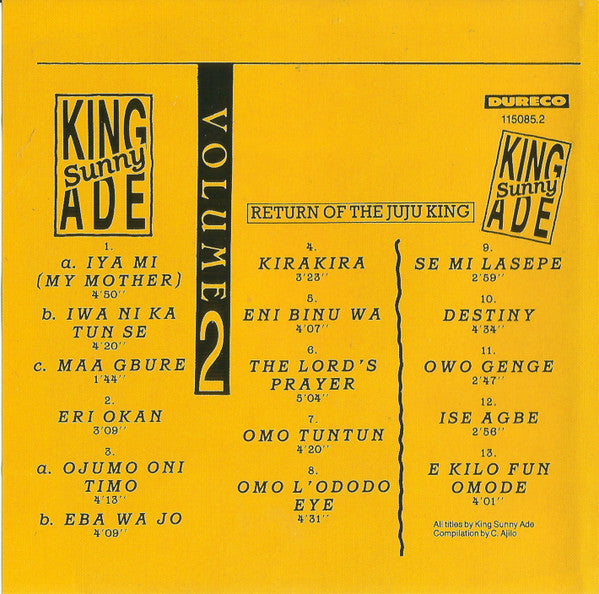 King Sunny Ade : Return Of The Juju King Volume 2 (CD, Comp)