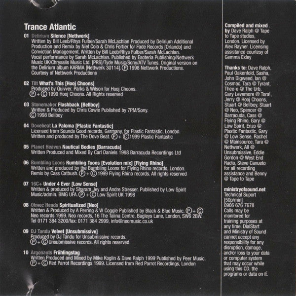 Dave Ralph : Ministry Presents...Trance Atlantic (CD, Comp, Mixed)