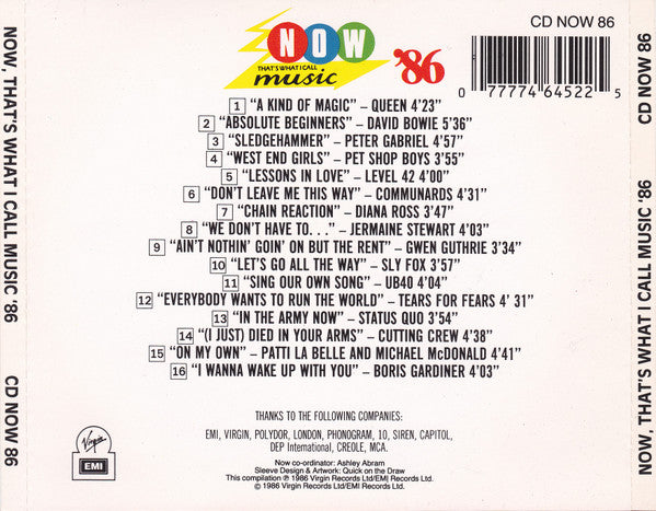 Various : Now That's What I Call Music '86 (CD, Comp)