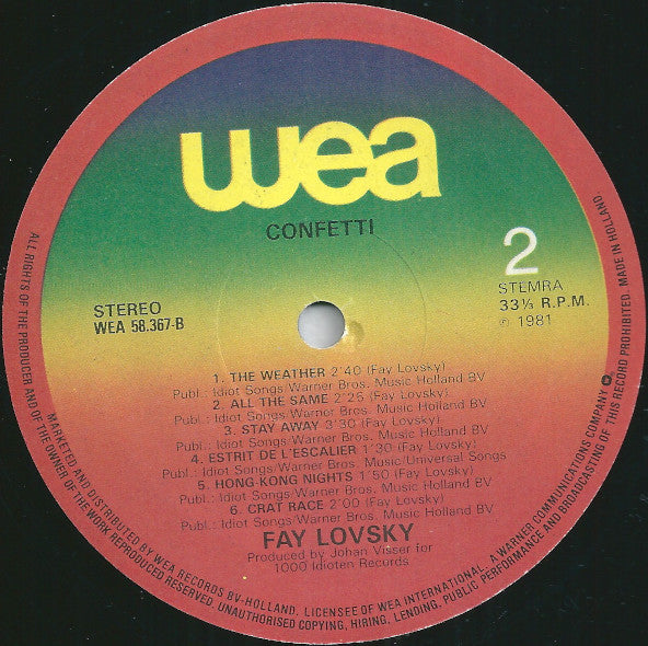 Fay Lovsky : Confetti (LP, Album)