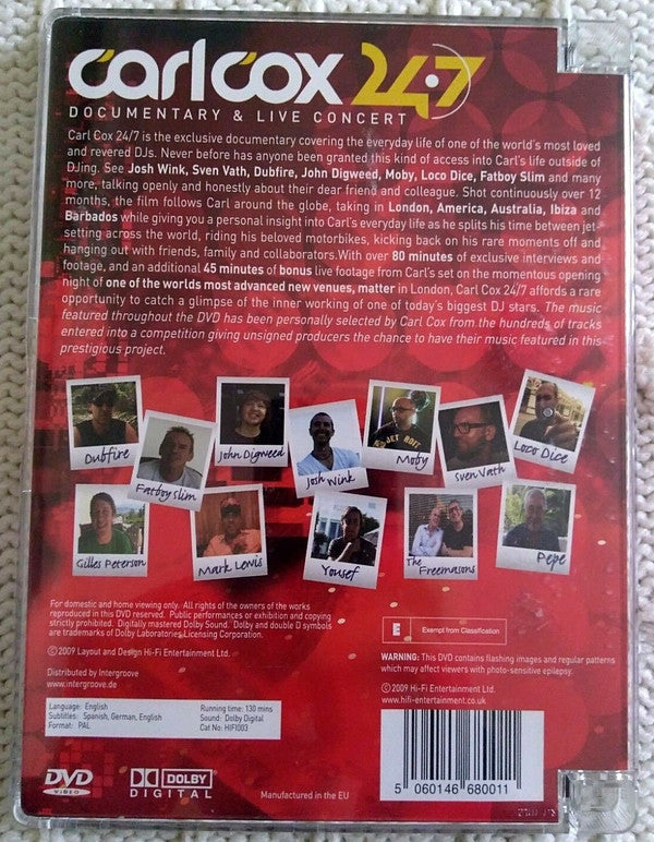 Carl Cox : Carl Cox 24•7 - Documentary & Live Concert (DVD-V, Comp, P/Mixed, PAL)