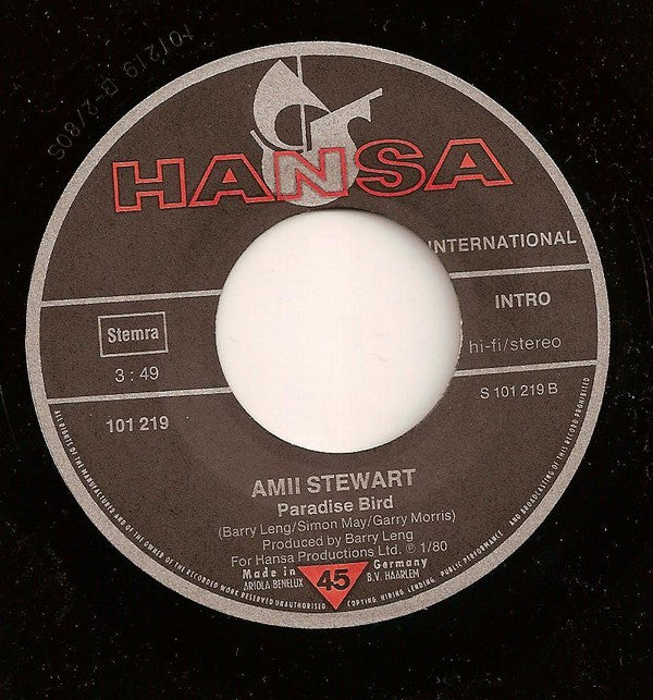 Amii Stewart : The Letter / Paradise Bird (7", Single)