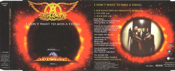 Aerosmith : I Don't Want To Miss A Thing (CD, Single, Promo)