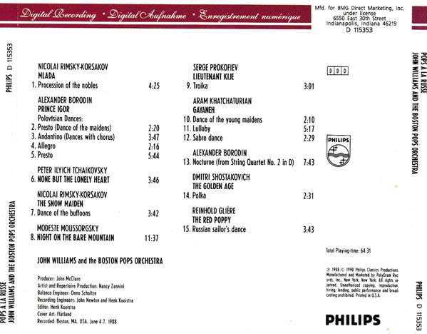 John Williams (4) And Boston Pops Orchestra : Pops A La Russe (CD, Album, Club)