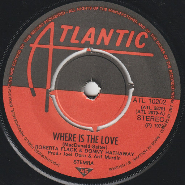 Roberta Flack & Donny Hathaway : Where Is The Love (7", Single)